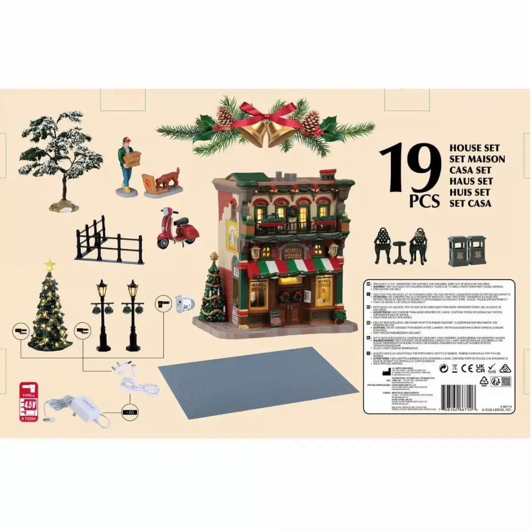 Lemax Caddington Village Mario's Pizzeria & Bistro Set - afbeelding 2 van 4