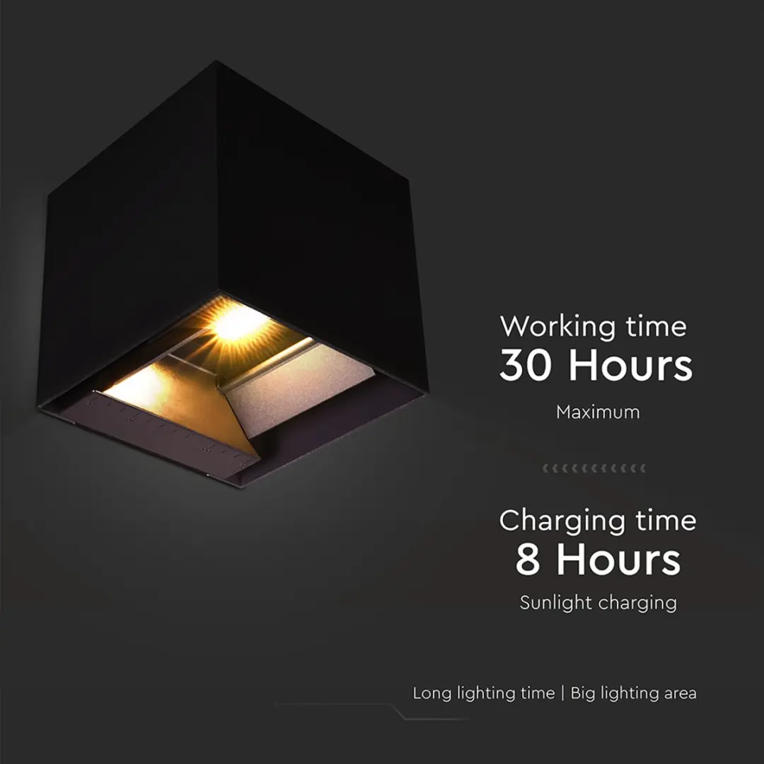 V-tac VT-409CCT-B Solar Wandlamp 9W - Zwart - afbeelding 5 van 6