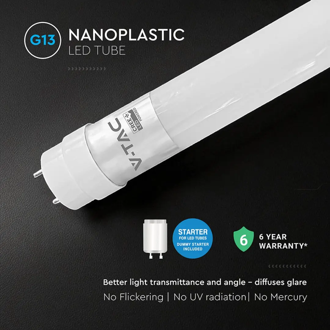 V-TAC VT-007 LED T8-buis - 7W - 6500K - 60cm - afbeelding 6 van 6