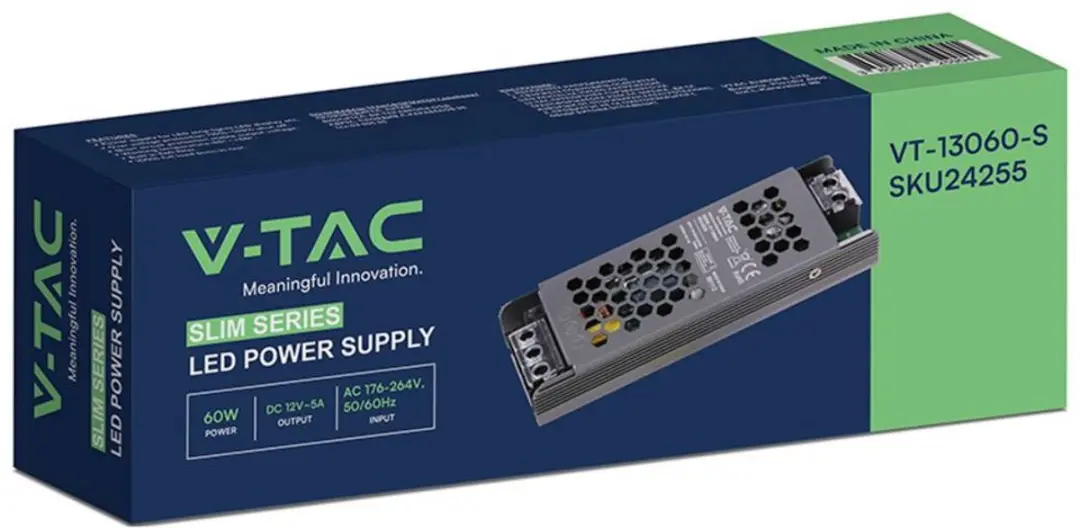 V-TAC VT-13060-S LED-transformator - 60W 12V 5A - afbeelding 3 van 3