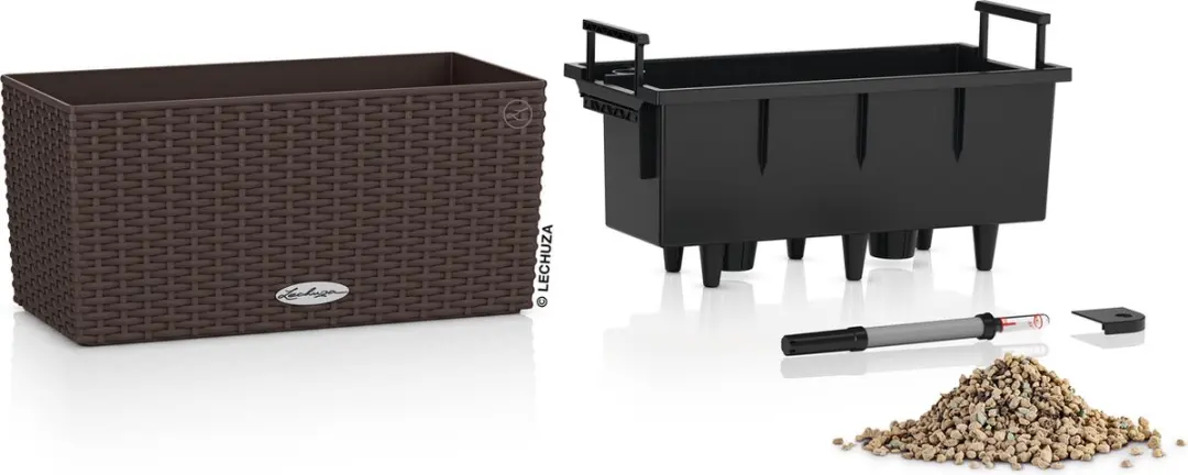 Lechuza Balconera Cottage 40 Plantenbak - 40x40x19cm - Mokka - afbeelding 3 van 6