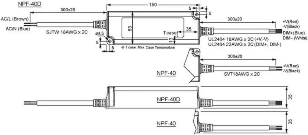 Mean Well NPF-40-20 LED-driver 40W - afbeelding 2 van 2