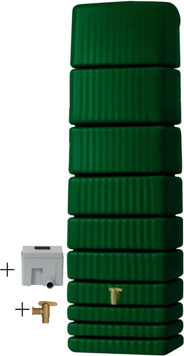 Graf regenton Slim 650 L groen-met kraantje -met vulautomaat voor rechthoekige r