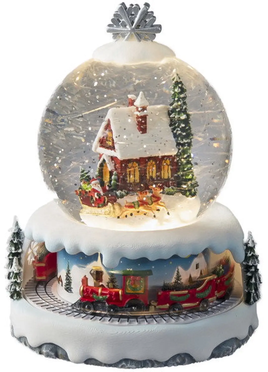 Konstsmide Kerstman in slee globe-lantaarn LED met muziek
