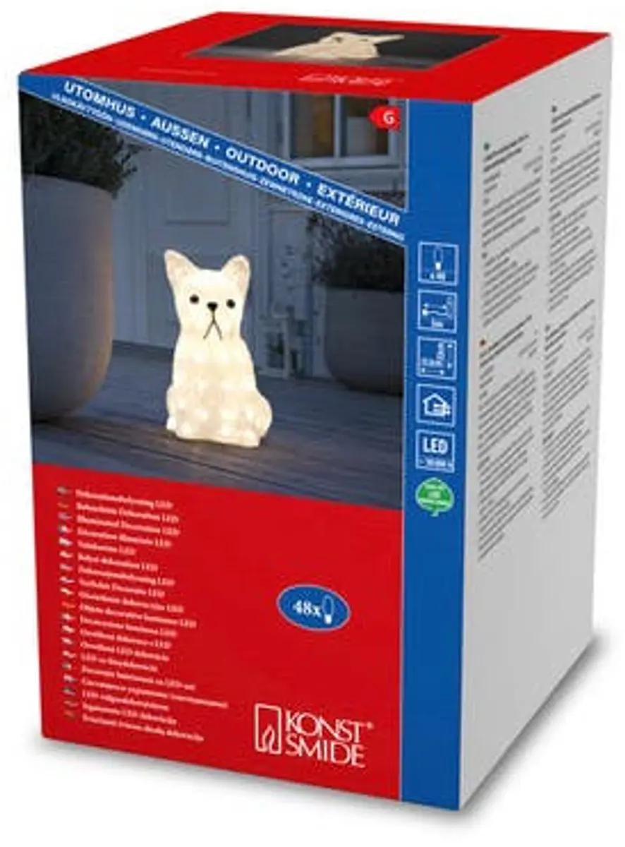 Konstsmide Kerstfiguur LED Buldog Zittend - Warm Wit - afbeelding 4 van 4