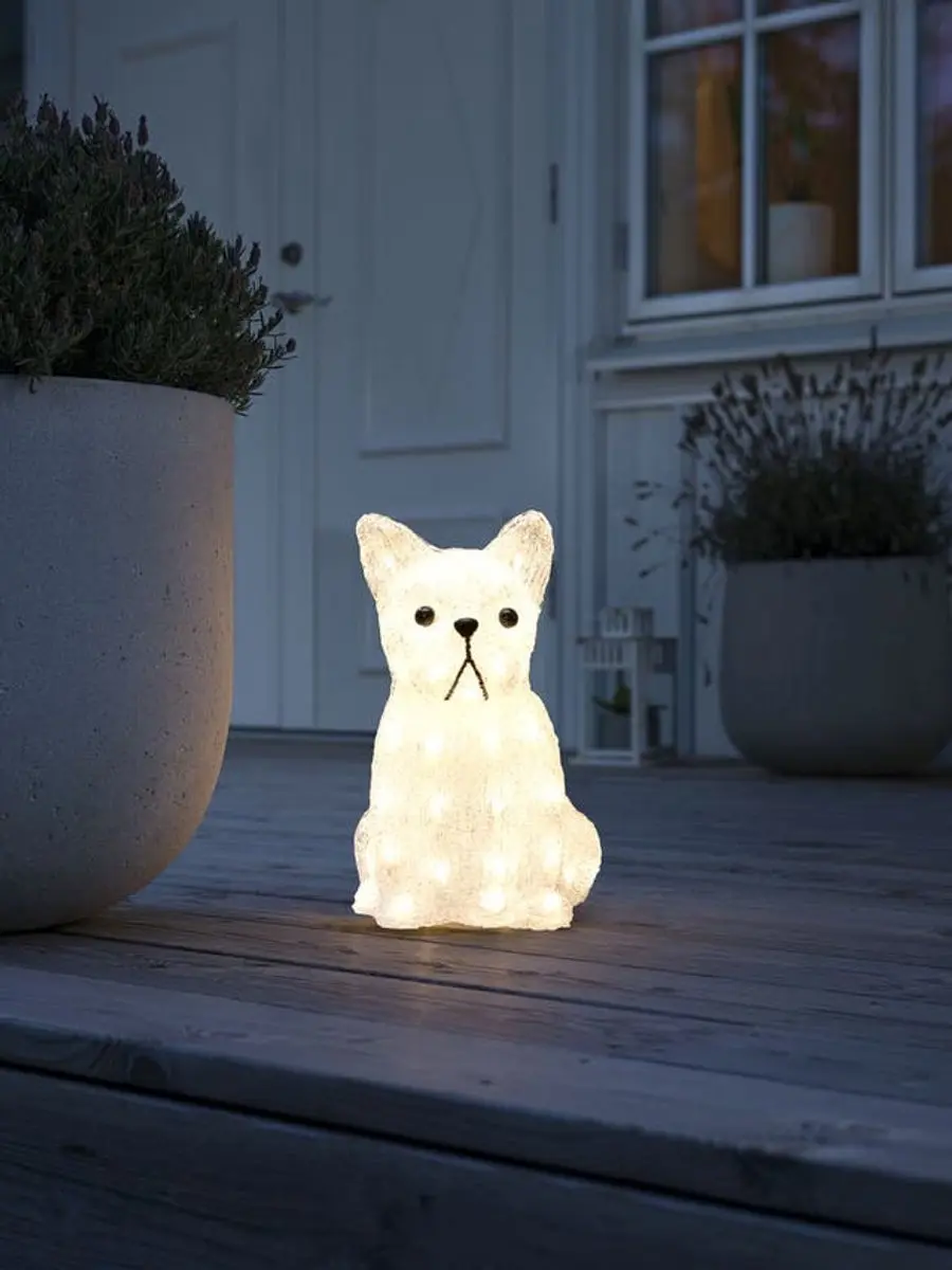 Konstsmide Kerstfiguur LED Buldog Zittend - Warm Wit - afbeelding 2 van 4