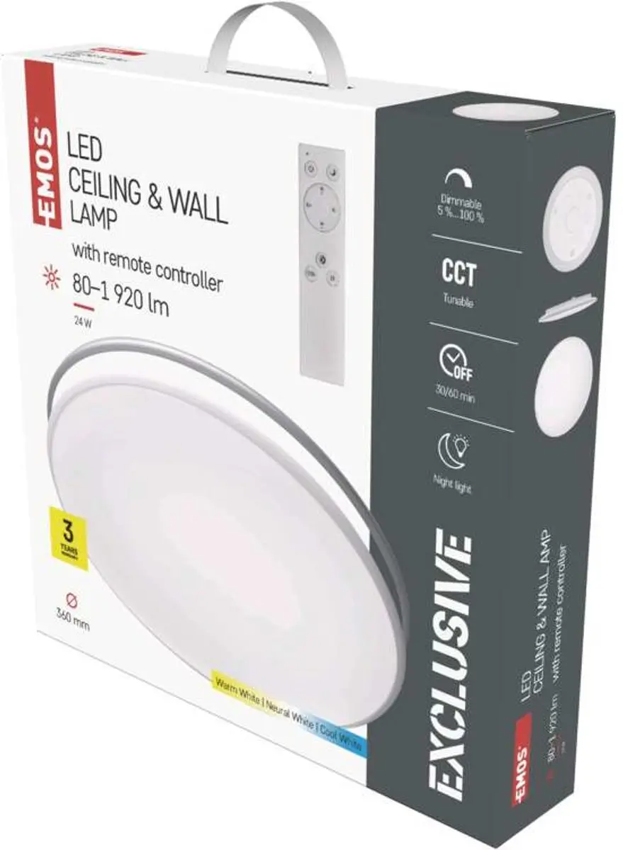 Emos ALVI ZM5165 LED-plafondlamp - 24W - Ø36cm - afbeelding 2 van 6