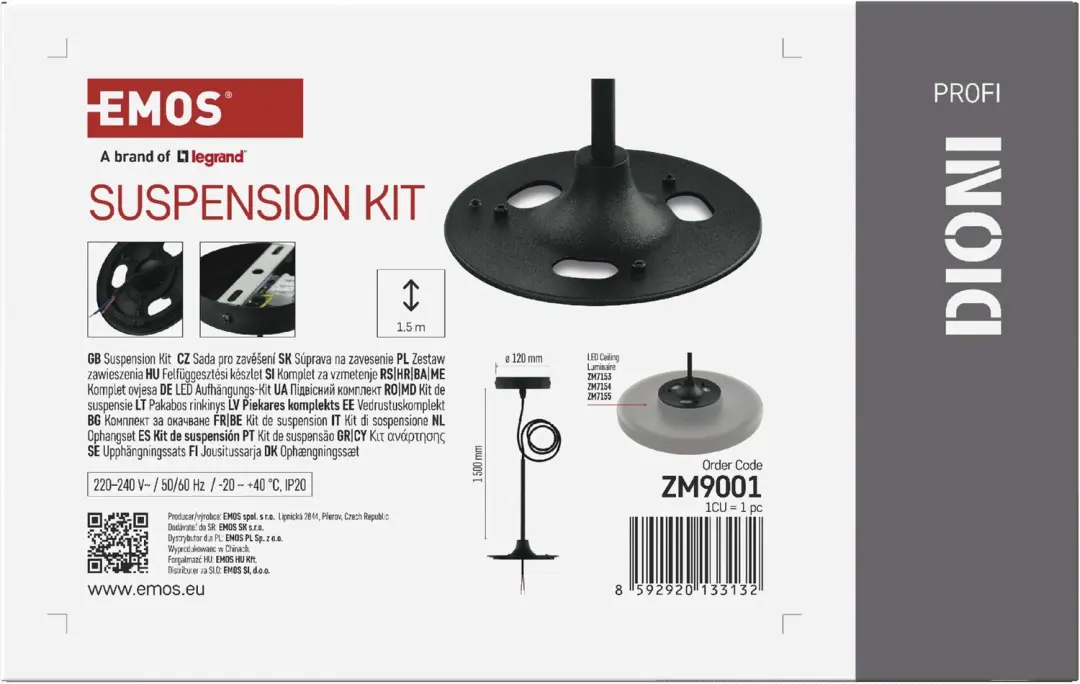 Emos ZM9001 Ophangset voor LED-lamp - Zwart - afbeelding 6 van 6