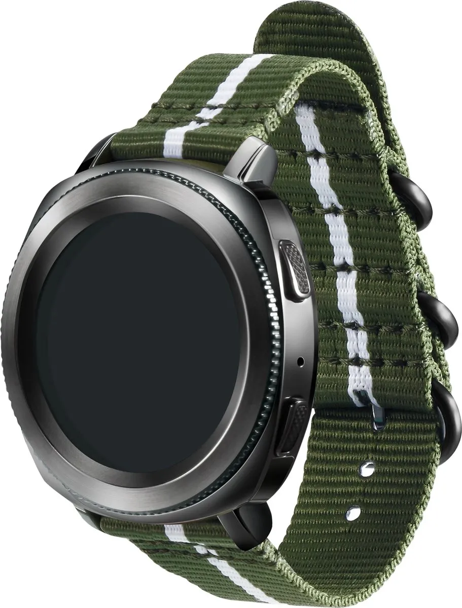 Samsung Nylon Bandje Gear Sport Medium - Groen/Wit