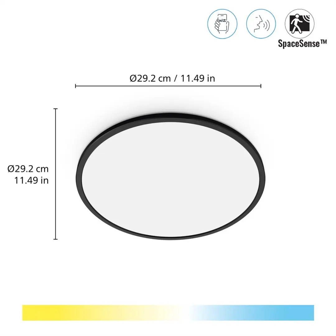WiZ SuperSlim Plafondlamp 16W - Warm- tot Koelwit - Zwart - afbeelding 2 van 6