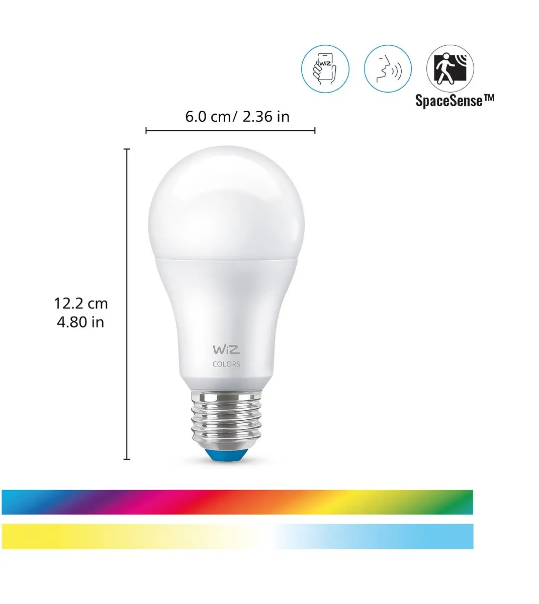 WiZ A60 LED Mat WiFi E27 8,5W RGBW - Set van 2 - afbeelding 3 van 6