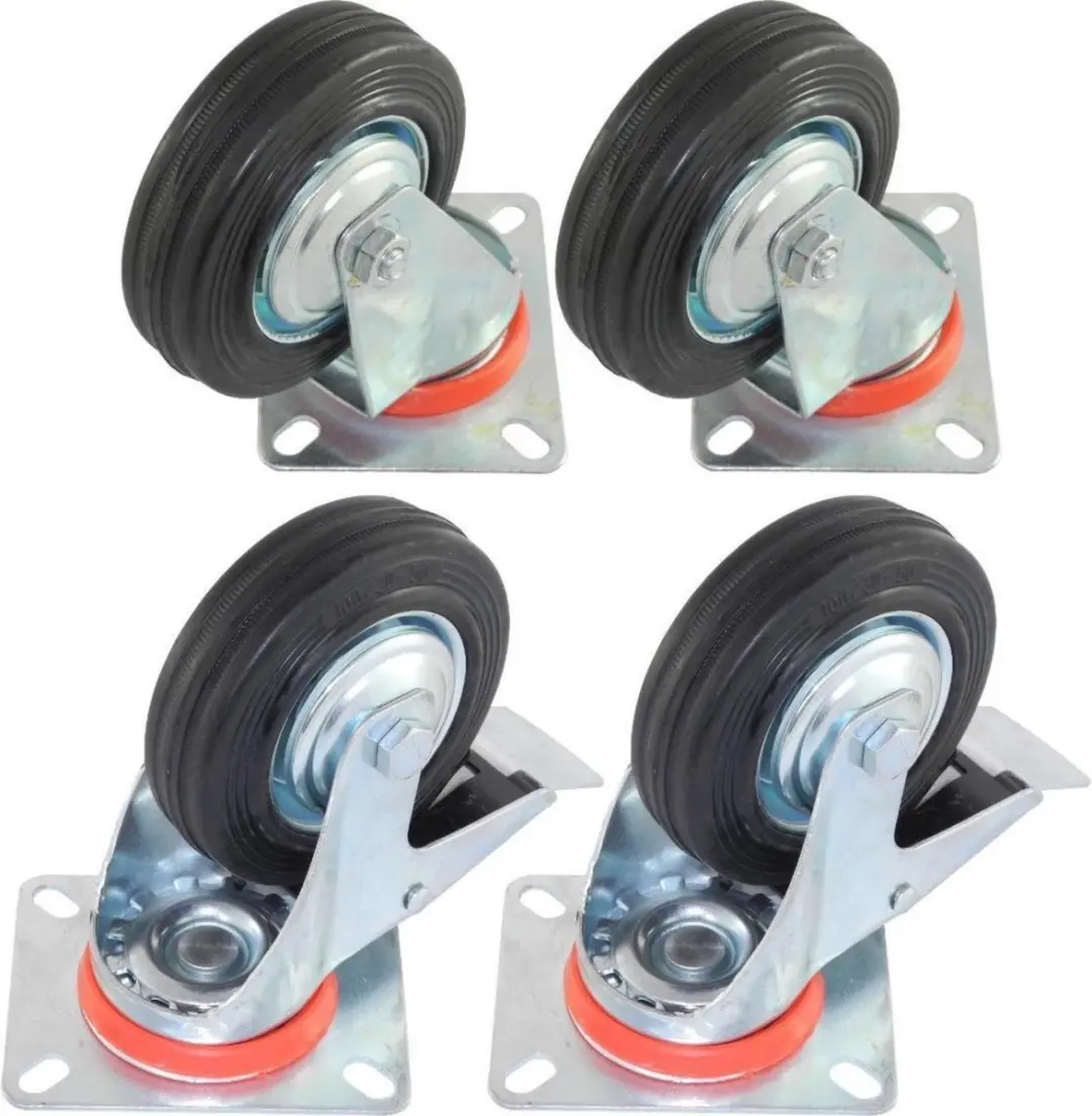 Set van 4 Zwenkwielen Transportwielen