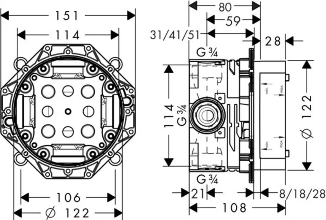 Hansgrohe iBox universal inbouwdeel 01800180 - afbeelding 4 van 6
