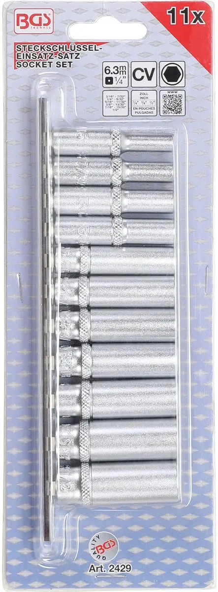 BGS technic 2429 Doppenset lang 1/4 inch 11-delig - Engelse maten - afbeelding 4 van 6