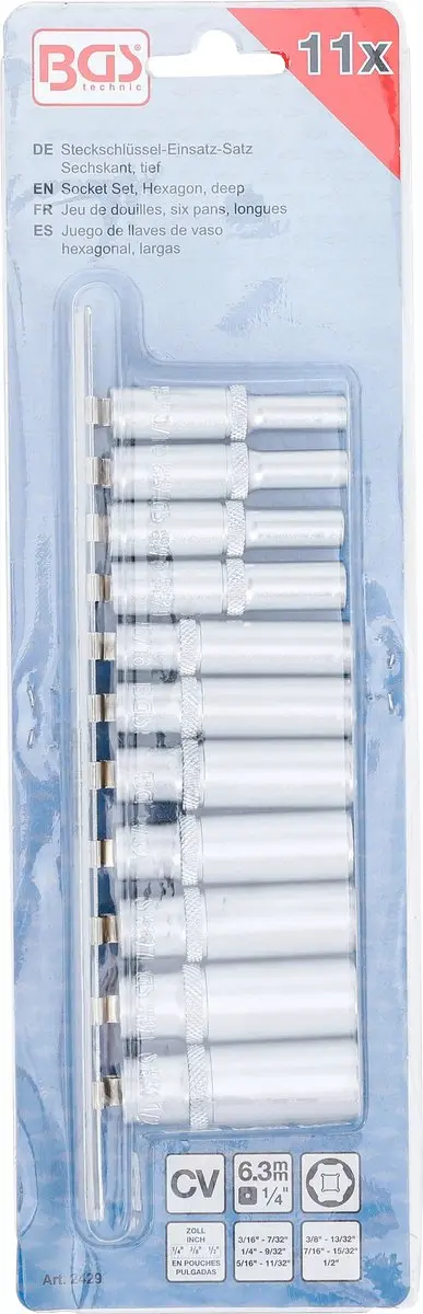 BGS technic 2429 Doppenset lang 1/4 inch 11-delig - Engelse maten - afbeelding 5 van 6