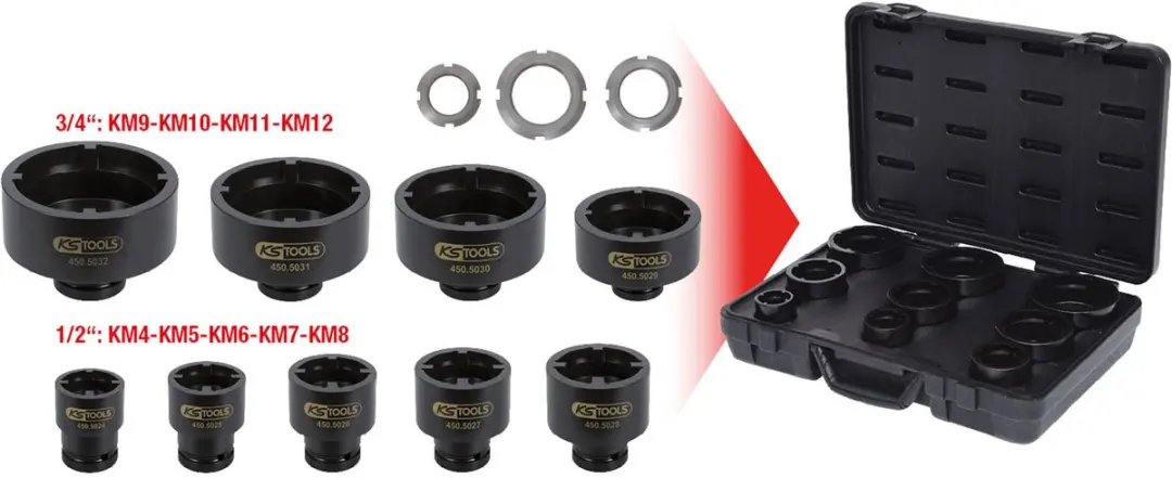 KS Tools 450.5020 Sleutelset met sleufmoeren - 9-delig - afbeelding 4 van 6