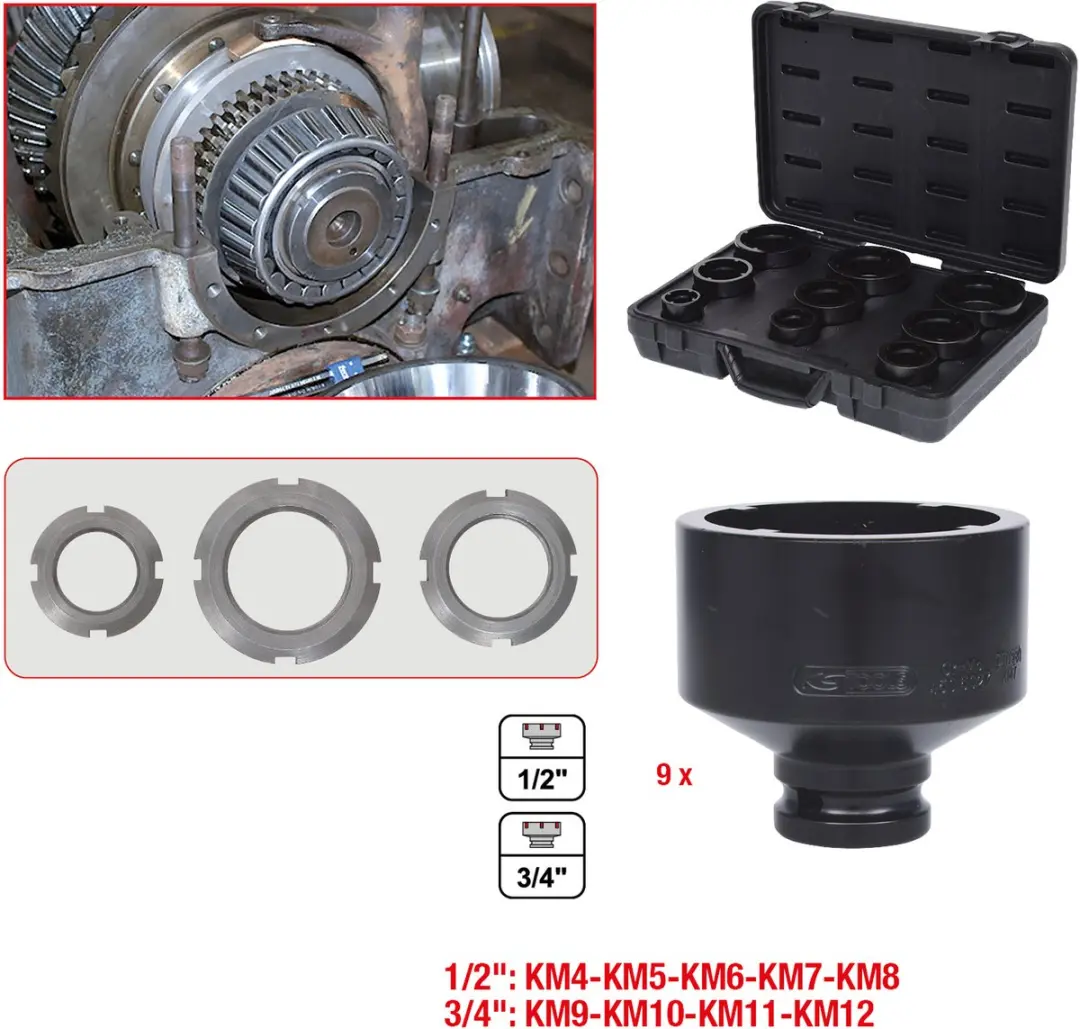 Socket Set for KM Groove Nuts and Internal Studs