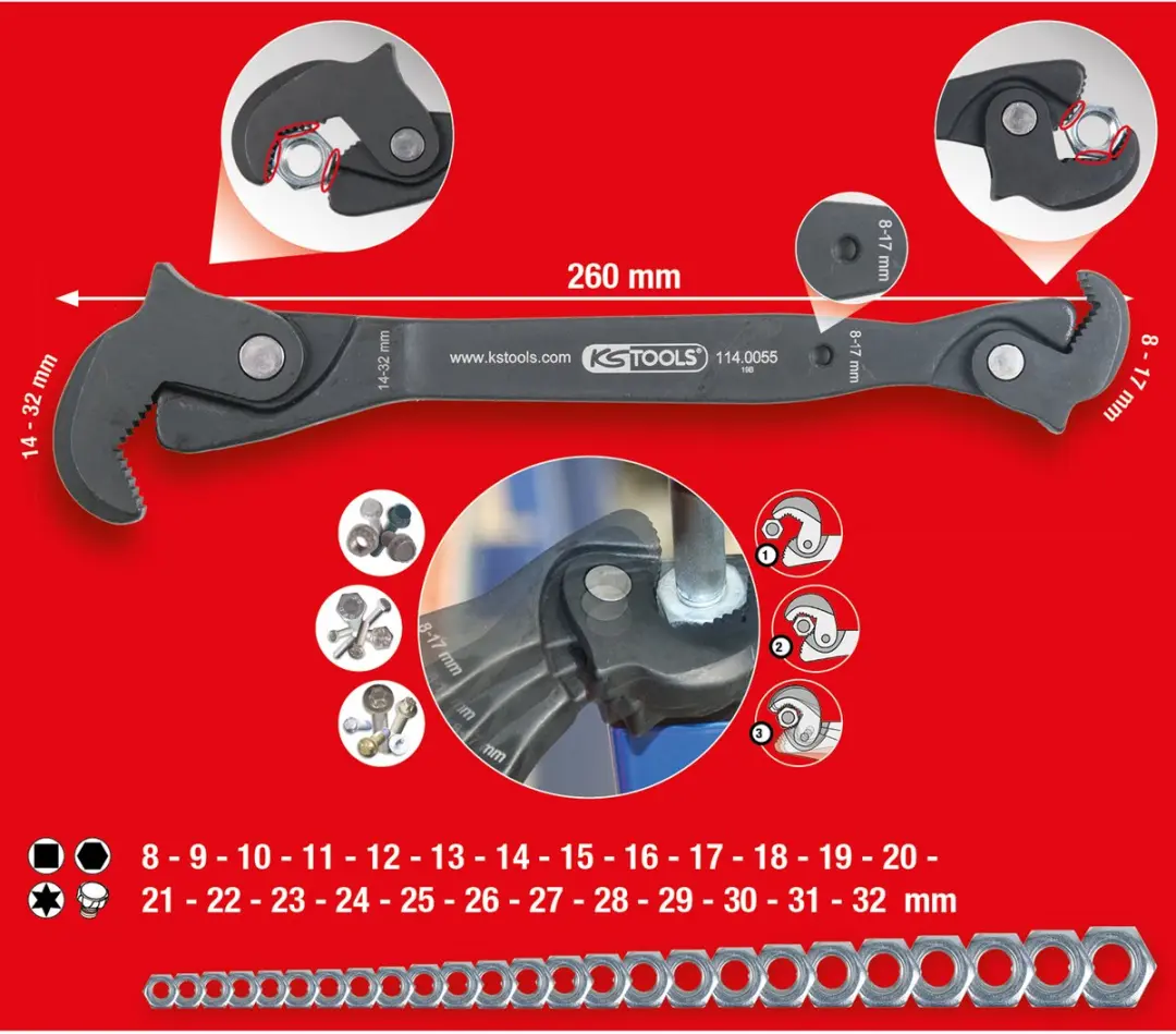 KS Tools 114.0055 Multifunctionele sleutel - 14-32 mm - afbeelding 3 van 6