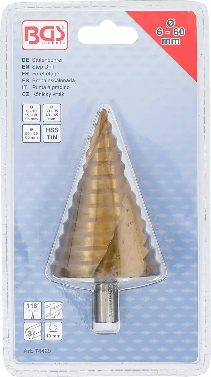 BGS technic Trappenboor 74429 - Ø6-60mm - Titanium gecoat - afbeelding 4 van 4