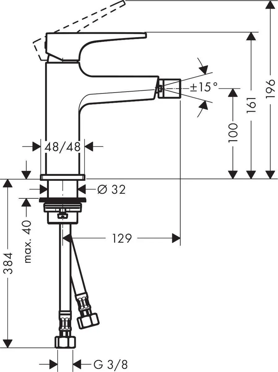 hansgrohe Metropol Bidetmengkraan 32520140 - Brons - afbeelding 3 van 3