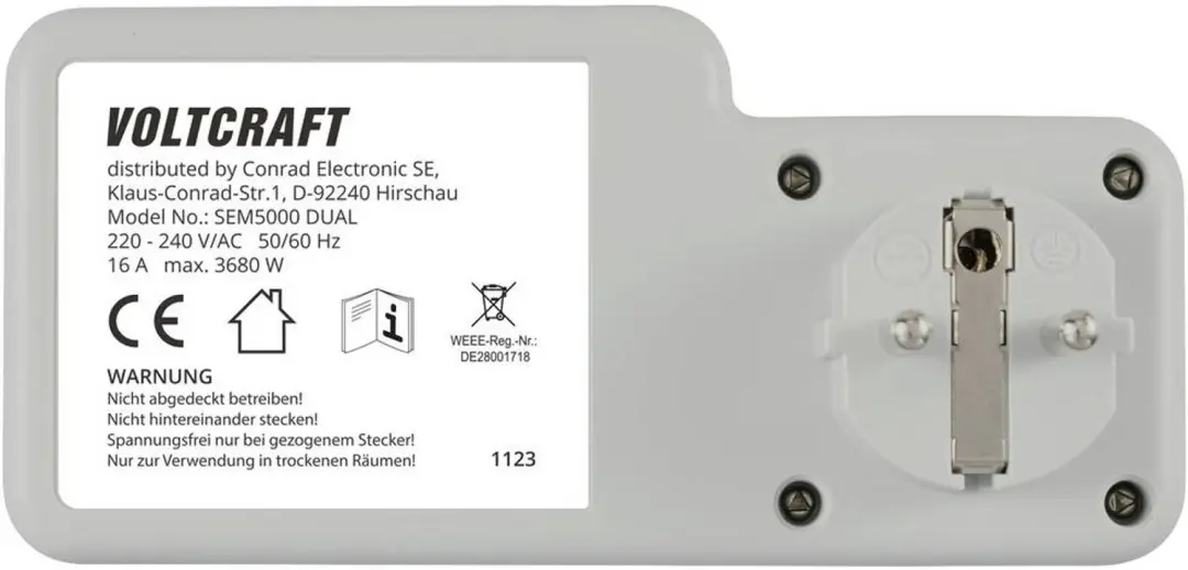 Voltcraft SEM5000 Dual Energiekostenmeter - 3680W - afbeelding 2 van 4