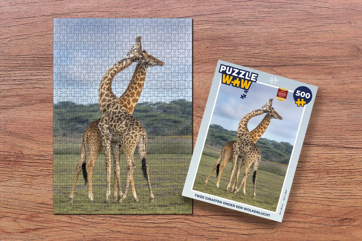 PuzzleWow Legpuzzel Twee Giraffen 500 Stuks