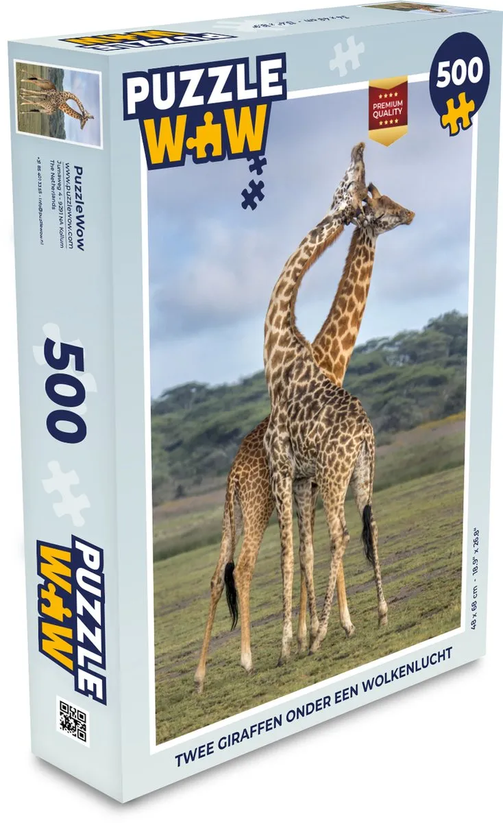 PuzzleWow Legpuzzel Twee Giraffen 500 Stuks - Multicolor