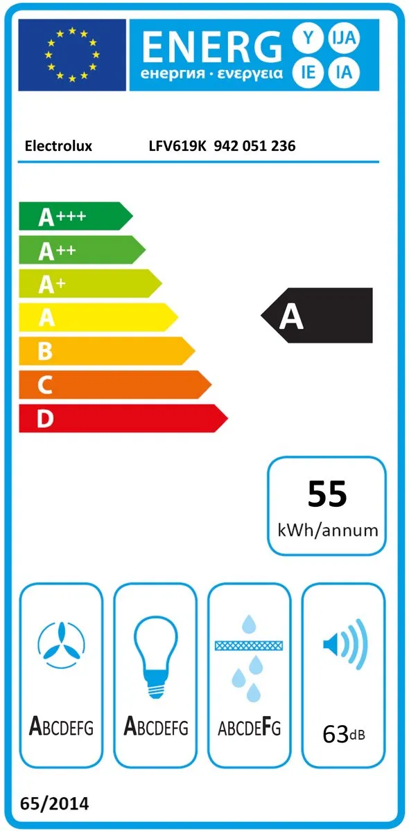 Electrolux LFV619K Afzuigkap - 700 m³/u - 4 standen - 2 lampen