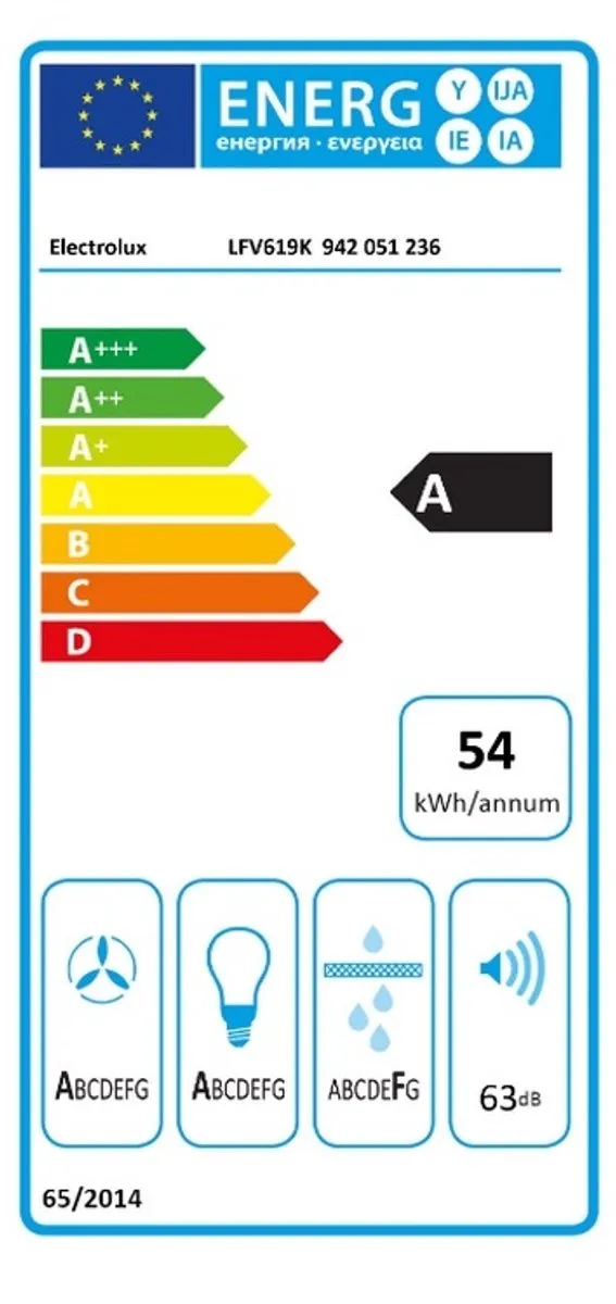 Electrolux LFV619K Afzuigkap - 700 m³/u - 4 standen - 2 lampen