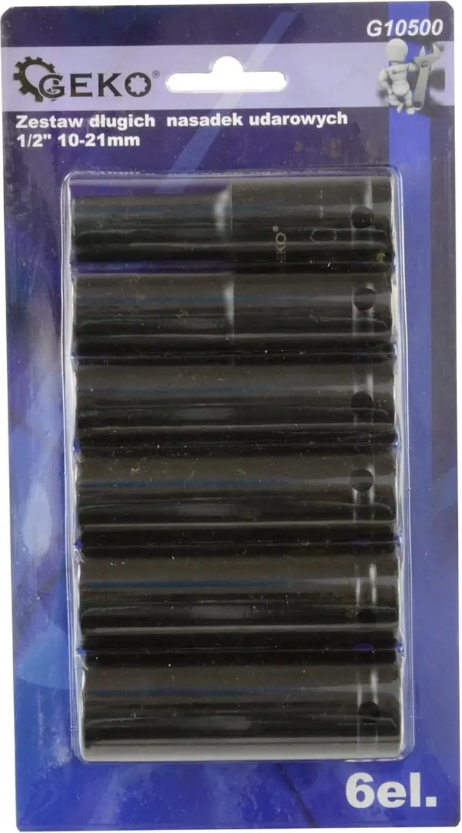 GEKO Diepe Dopsleutelset 6-delig - 1/2 10-21mm - afbeelding 4 van 6