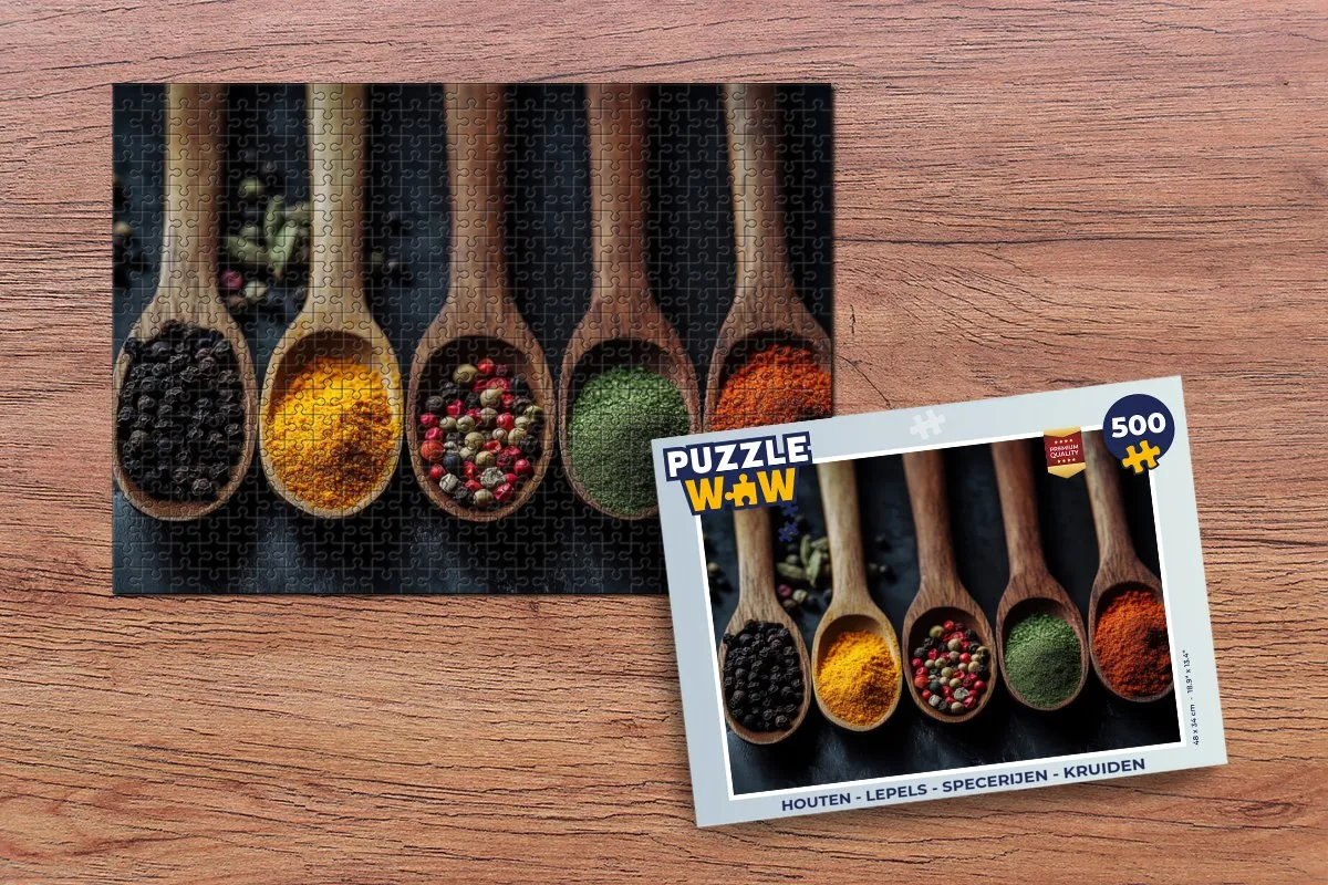 PuzzleWow Houten Lepels & Kruiden Legpuzzel 500 Stuks - 8721374600970