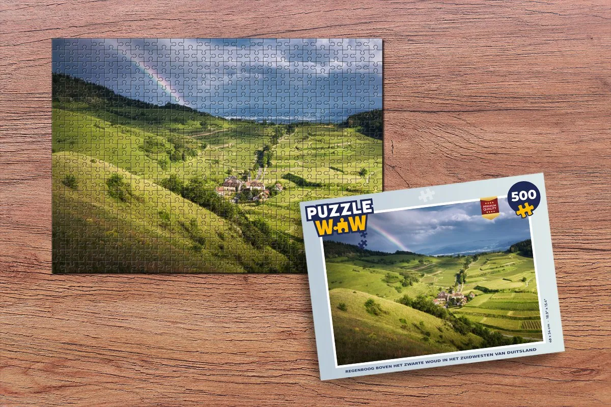 PuzzleWow Regenboog boven het Zwarte Woud Legpuzzel 500 Stuks - Multicolor
