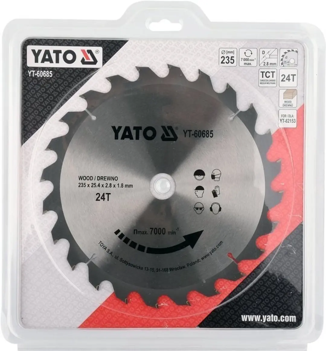 Yato YT-60685 Cirkelzaagblad Ø235mm - 24 tanden - afbeelding 2 van 3