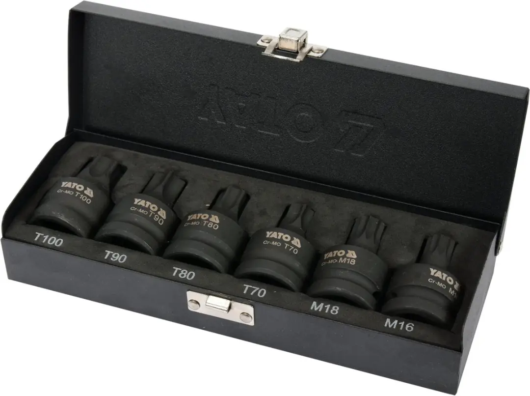 Professionele Krachtbitset 3/4" - 6-delig - XXL Torx & Spline (M16-M18) - Hoogwaardig CrMo Staal - Slagvaste Doppenset voor Vrachtwagens & Industrie - afbeelding 2 van 2