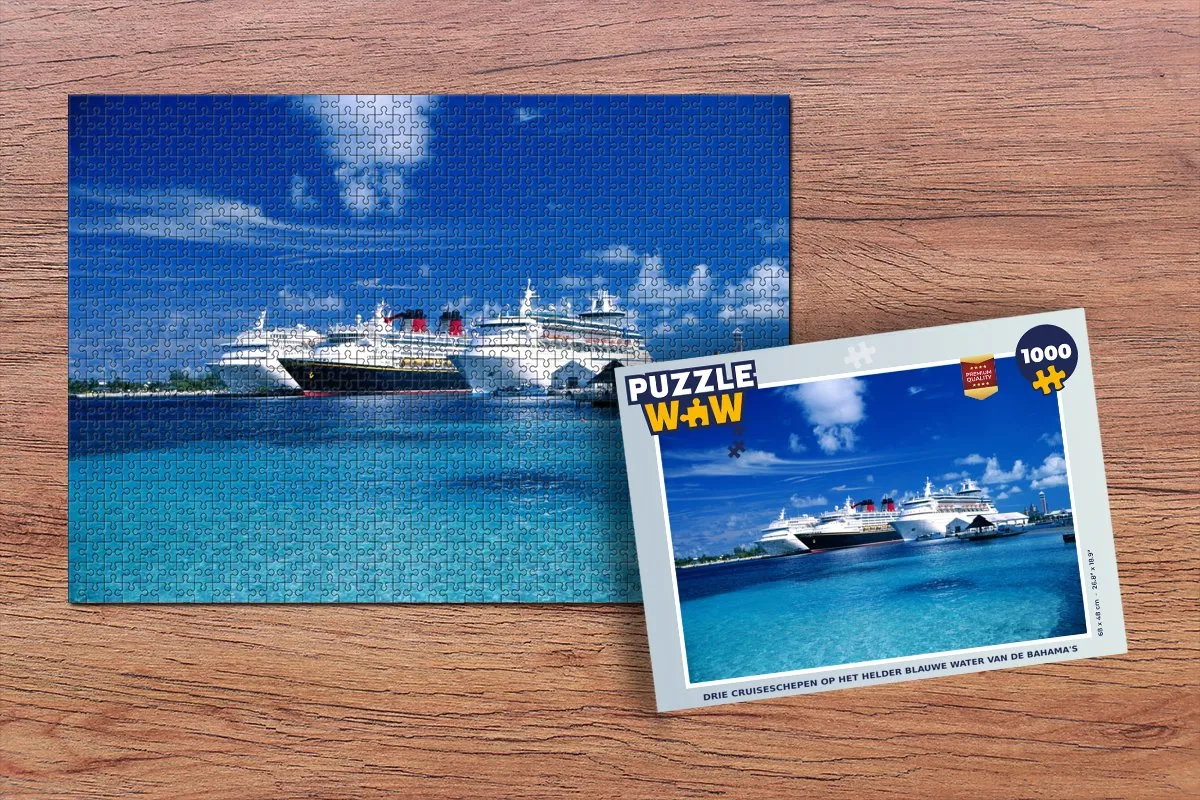 PuzzleWow Legpuzzel Drie Cruiseschepen 1000 Stuks - Multicolor