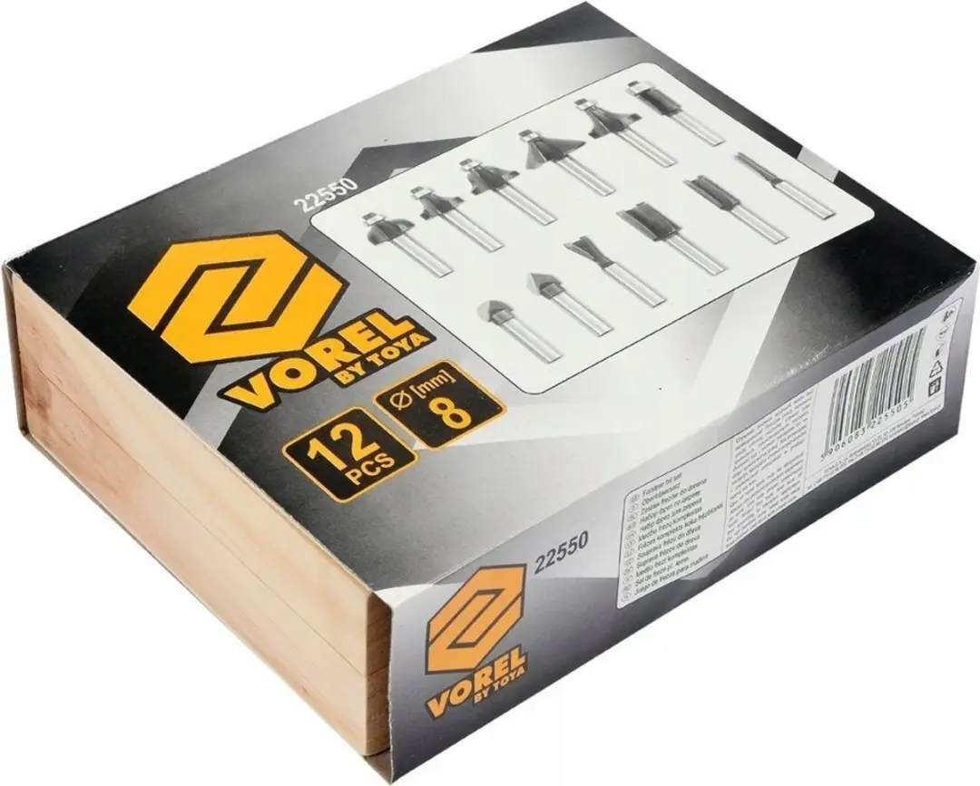 Vorel Houtfrees Bitset T22550 - 12 Stuks - 8mm Schacht - afbeelding 2 van 4