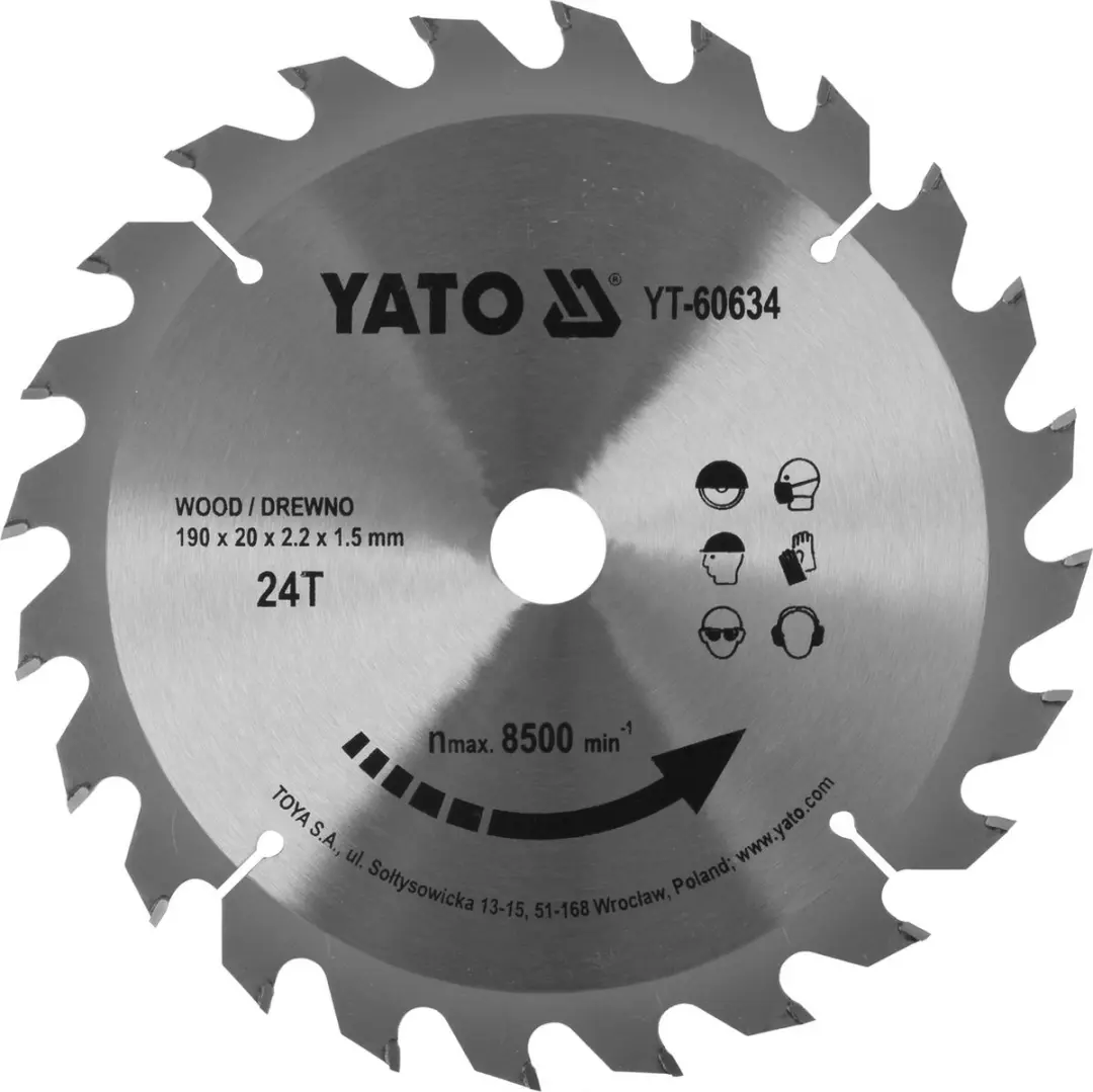Yato Hardmetalen Cirkelzaagblad 190mm 24T YT-60634