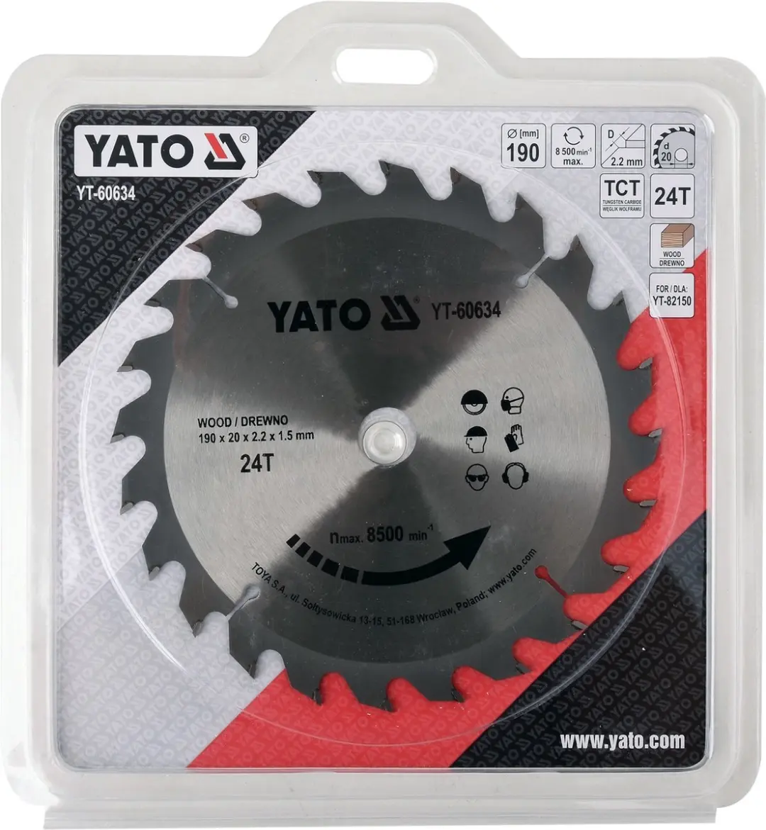 Yato Hardmetalen Cirkelzaagblad 190mm 24T YT-60634 - afbeelding 3 van 3