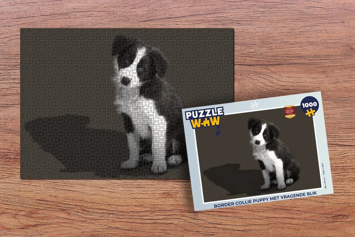 PuzzleWow Border Collie Puppy Legpuzzel 1000 Stuks - Multicolor