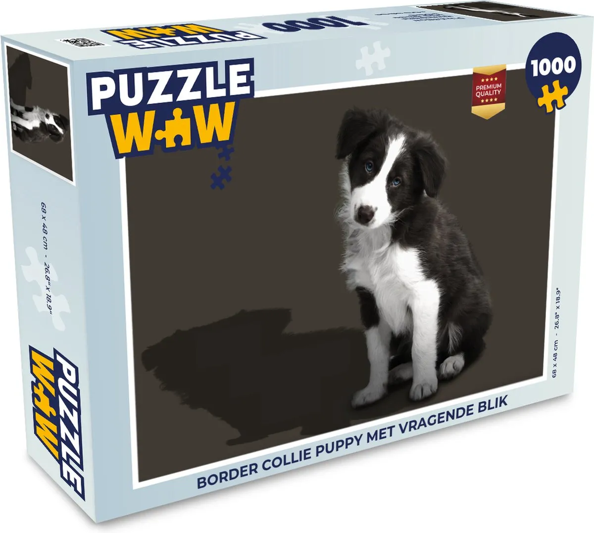 PuzzleWow Border Collie Puppy Legpuzzel 1000 Stuks - Multicolor