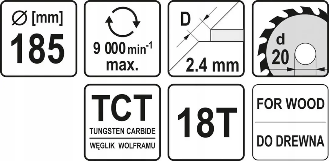Yato Cirkelzaagblad YT-6063 - Ø185mm - 18T - 20mm - afbeelding 2 van 3