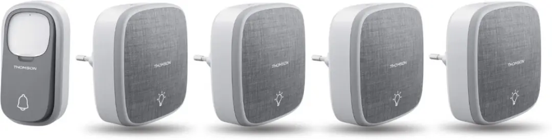 Thomson 513133-4 draadloze deurbel met kinetische knop en 4 plug-in ontvangers