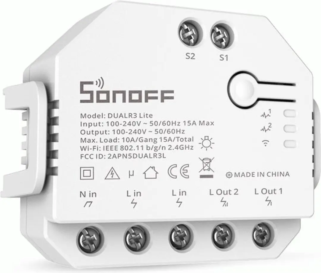 Sonoff DUALR3 Lite WiFi Rolluikactor - 2-voudig - afbeelding 3 van 6