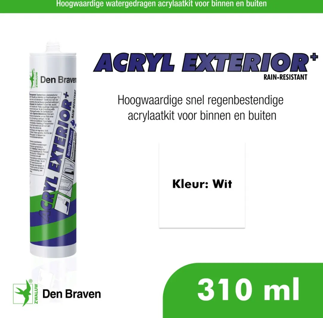 Zwaluw Acryl Exterieur+ Kit - 310ml - Wit - afbeelding 4 van 6