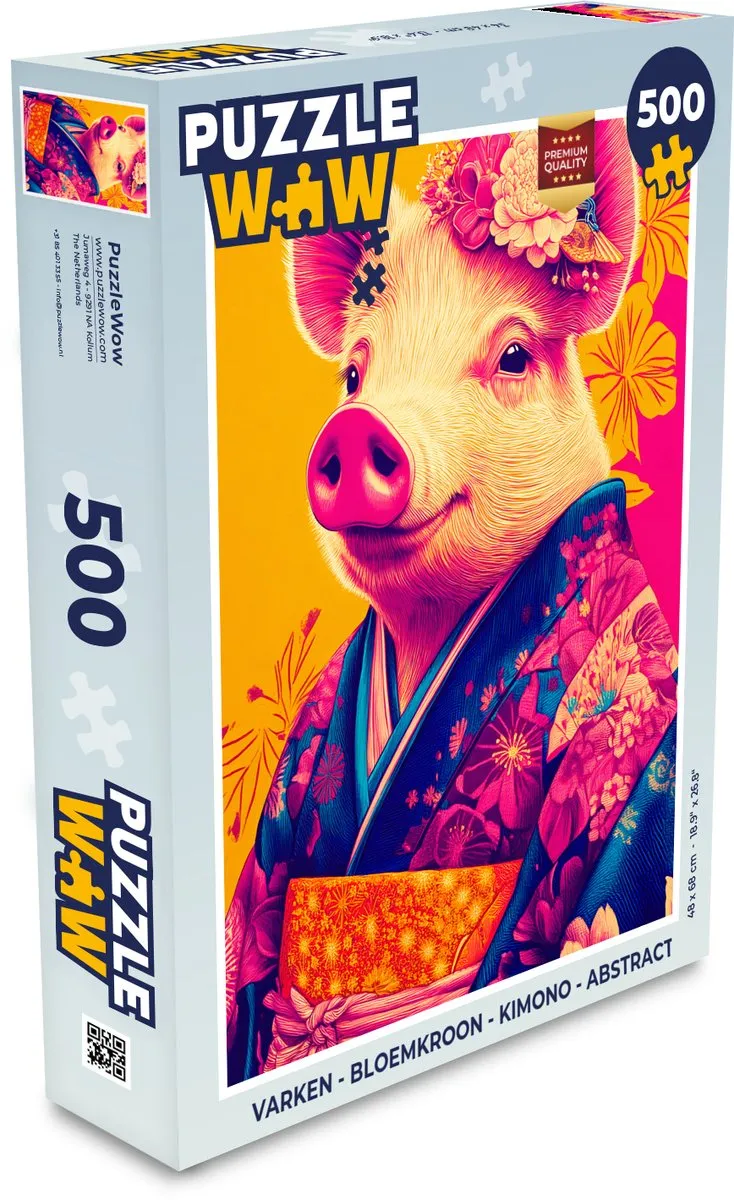 PuzzleWow Varken Kimono Abstract Legpuzzel 500 Stuks