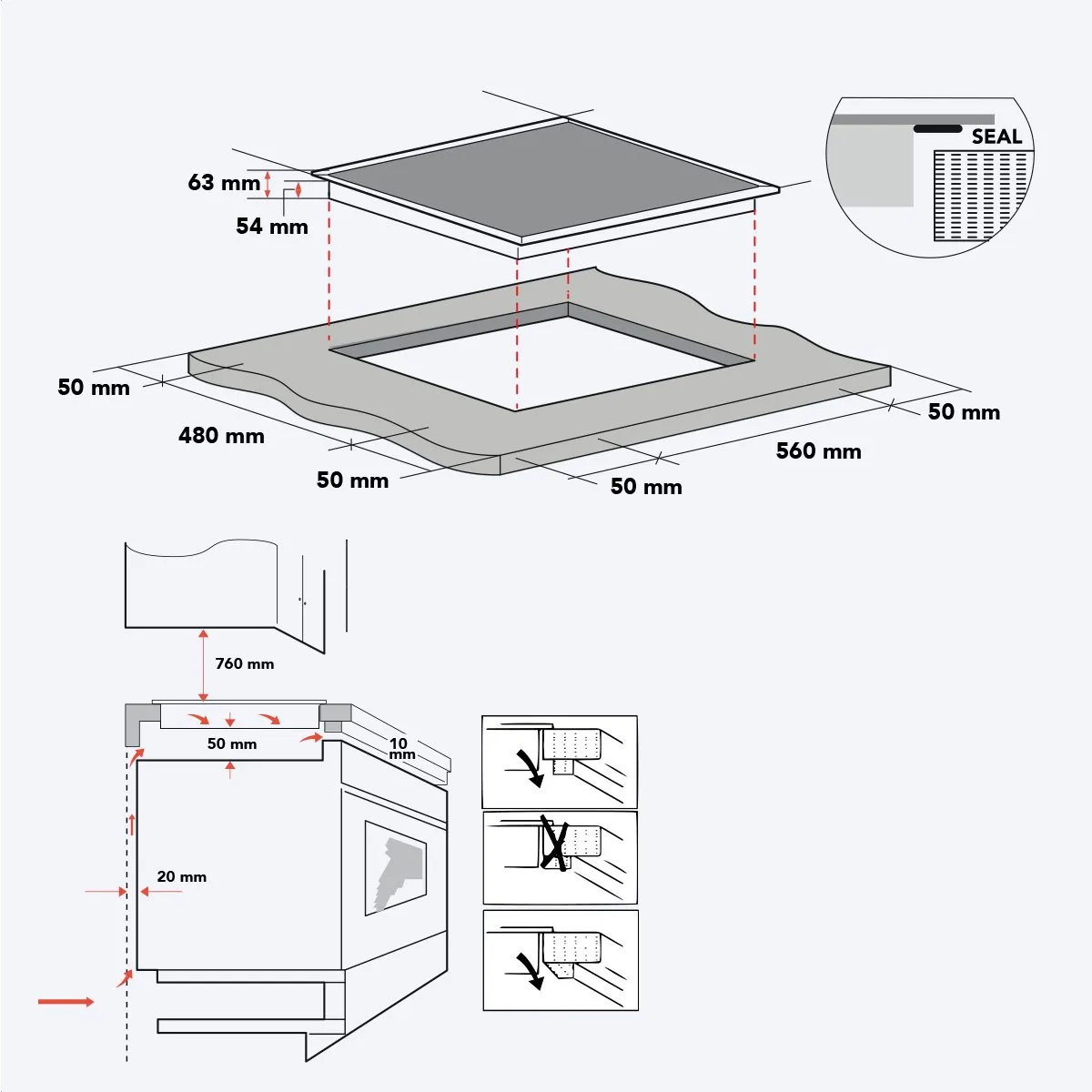 KitchenBrothers KB4054 Inductieplaat 70cm - 4 Zones - Zwart