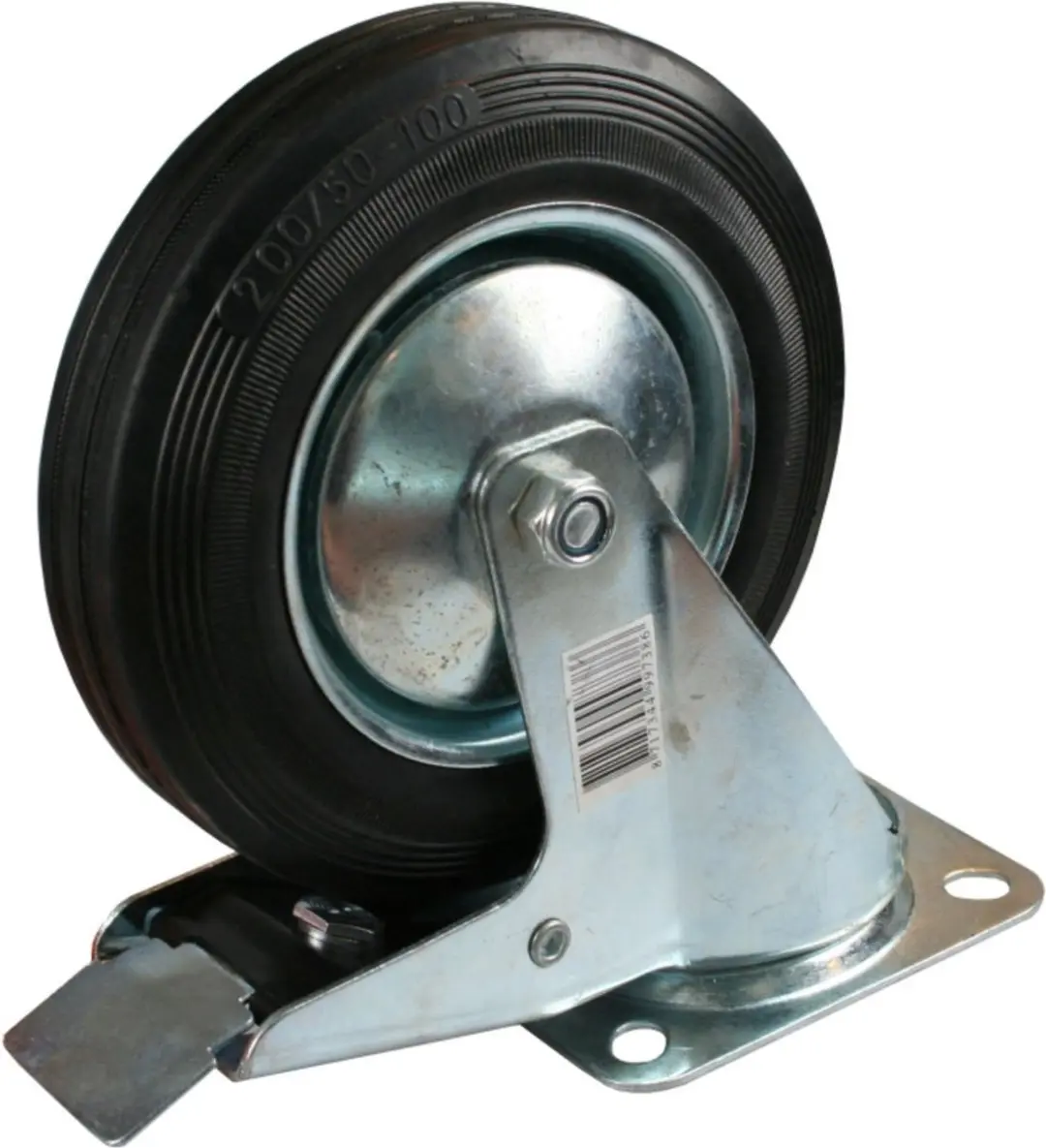 Set van 4x zwenkwielen/transportwielen met rem rubber zwart