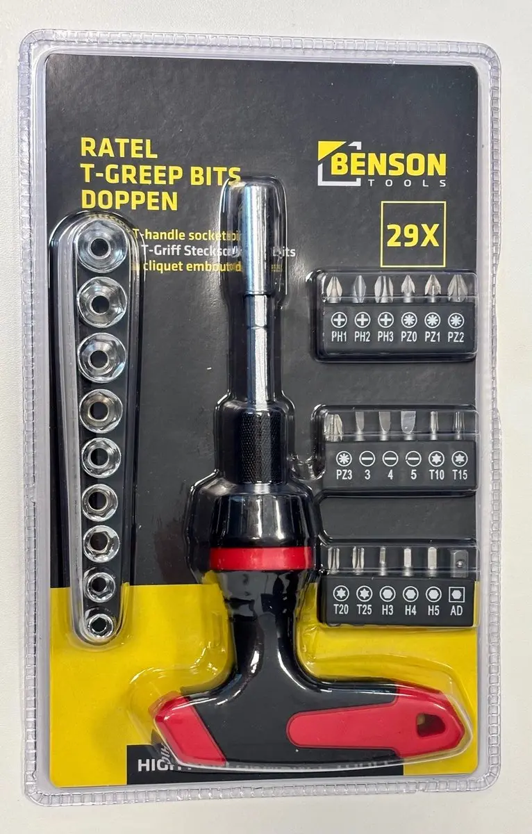 Benson Ratel T-greep bits doppen 29-delig