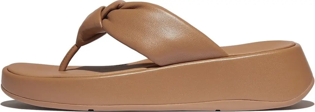 FitFlop FitFlop F-Mode Knot Soft-Leather Flatform Toe-Post Sandals BRUIN