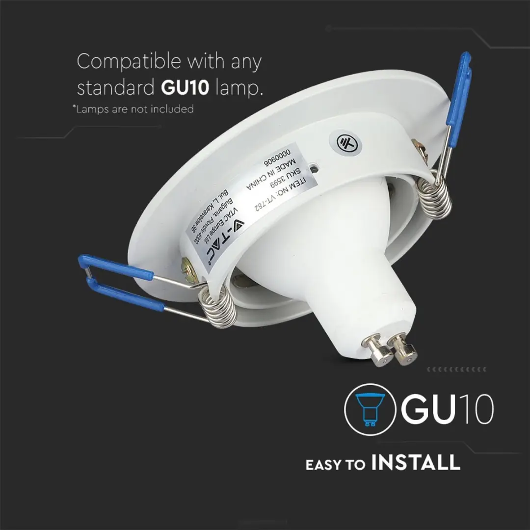 V-TAC VT-782RD-WH LED Inbouwspot - GU10 - IP20 - Wit - afbeelding 6 van 6